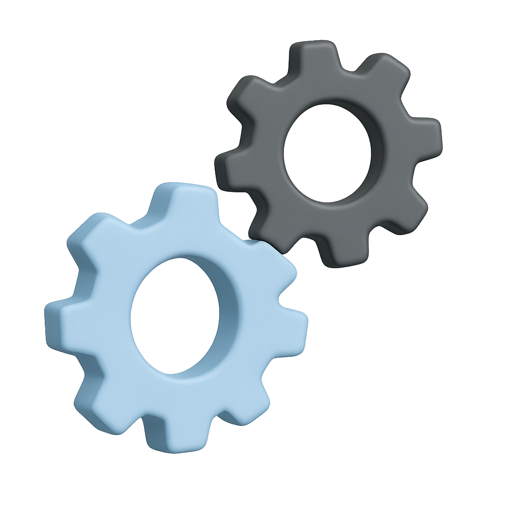 Icono PNG azul índigo de engranajes para configuración personalizada