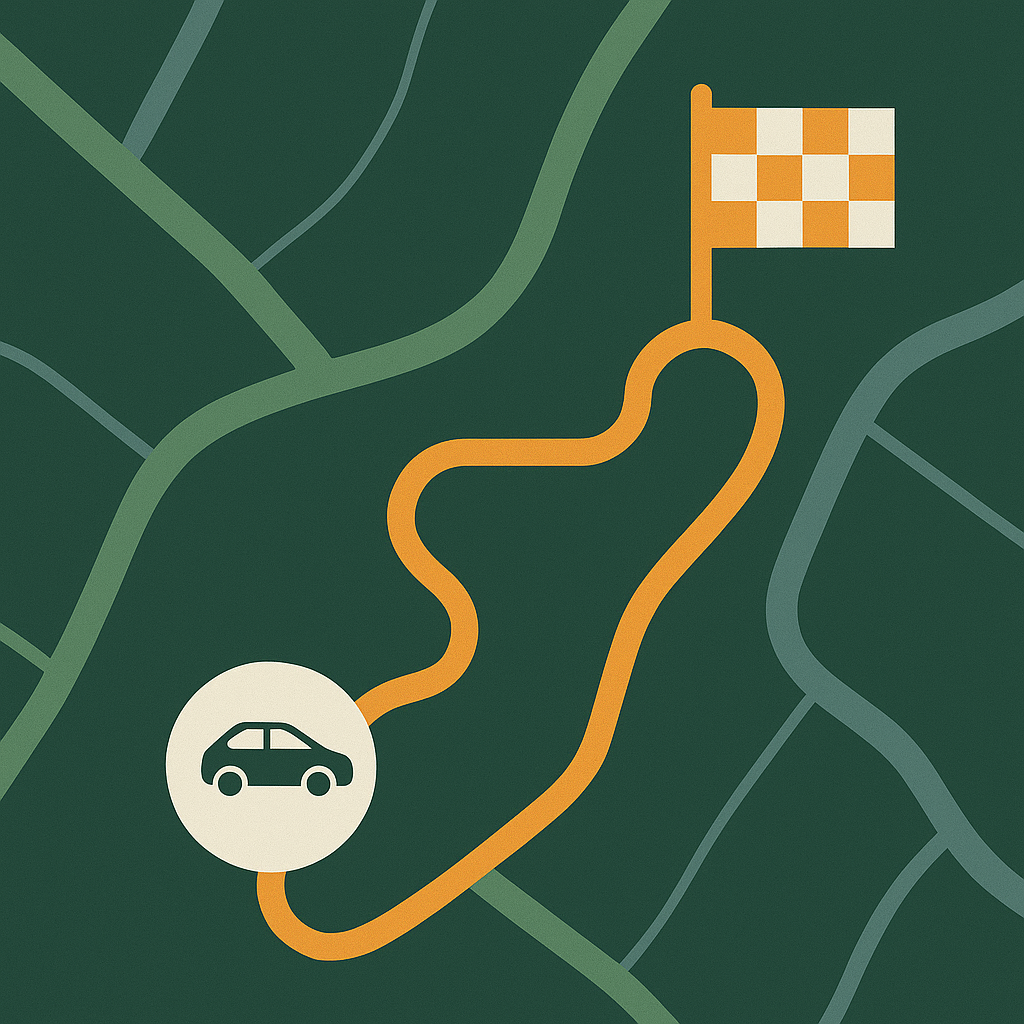 Icono de geocercas en un mapa digital con áreas delimitadas en colores brillantes