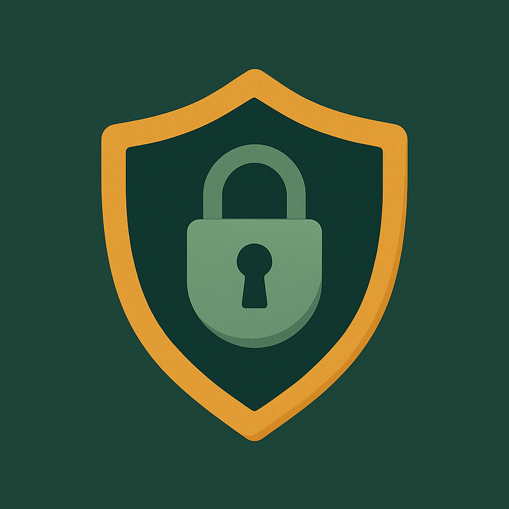 Icono de seguridad con candado y escudo representando protección de datos