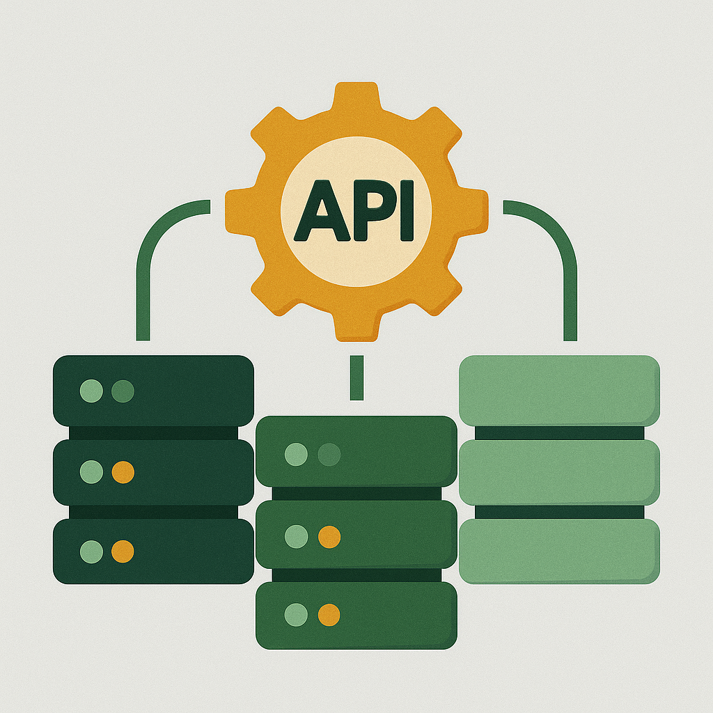 Icono de integración con otros sistemas y aplicaciones mediante engranajes conectados